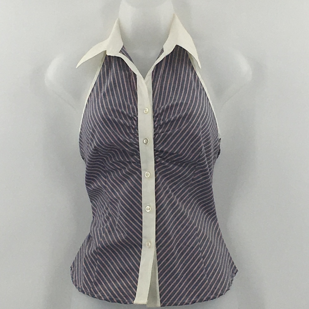 WAWA 97% Cotton Navy/White Stripe Halter Top